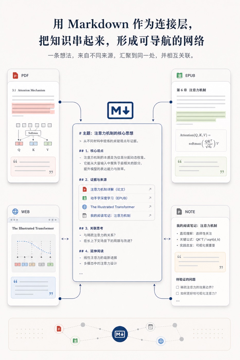 Markdown 作为不同资料位置之间的连接层